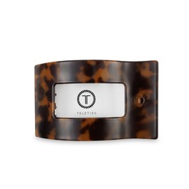 TELETIES - Large Flat Rectangle Clip - For Thick Hair - For Lounging, Travel, Yoga, & More - Strong Grip, Bendable Teeth, Comfortable Lay-Back Design - All Hair Textures - Tortoise