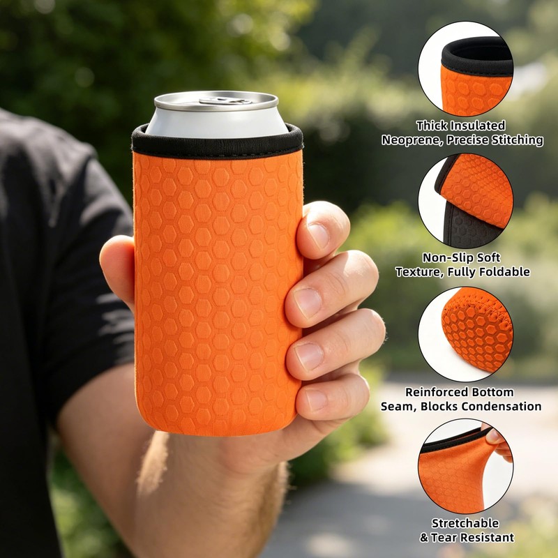 12oz Insulated Slim Can Cooler Sleeves Compatible with BruMate, Non-Slip