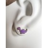 Purple Dinosaur Earrings - Sterling Silver