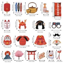 PRETYZOOM 20pcs Japanese Party Photo Booth Props Japan Photo Props Kabuki Kitsune Samurai Decor for Birthday Halloweeen Christmas Party