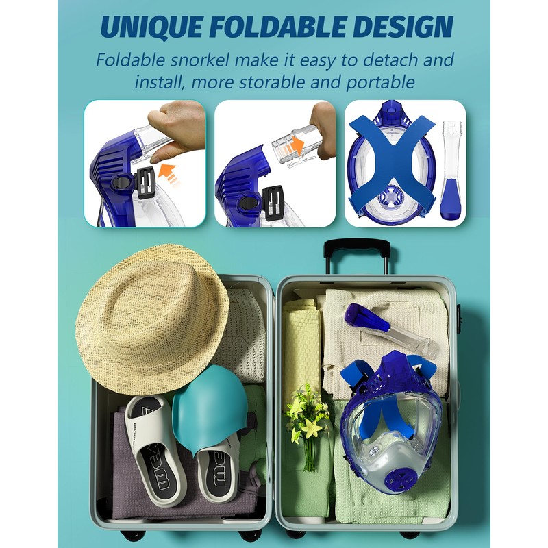 Zacsync Snorkel Set Adult Full Face Snorkel Mask, Masque De