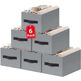 Criusia Large Storage Baskets for Organizing - 6 Pack Fabric Storage Bins for Clothes, Home Closet Organizers and Storage Baskets for Shelves, Blanket Storage Cubes for Dorm Room Essentials 16x12in