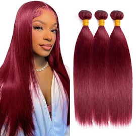 28 30 32 inch Burgundy Human Hair Bundles 99J Straight 3 Bundles 99J Burgundy Straight Bundle Human Hair Extensions
