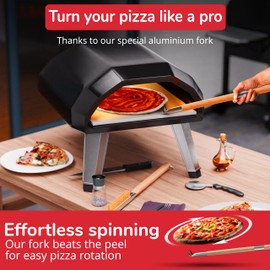 Senwosa Pizza Turner Spinner & Bubble Popper - Poker - Extra Long Adjustable Handle [26"-32”] - Pizza Oven Accessories - Smart Pizza Turning Peel Alternative - Compatibile with Ooni Ovens