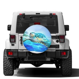 Dujiea Beach Sea Turtle Spare Tire Cover, Universal Wheel Tire Cover Waterproof Dust-Proof Tire Protectors for Jeep Trailer Rv Van SUV Truck Camper and Many Vehicle 14 15 16 17 Inch