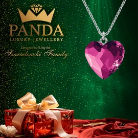 PANDA LUXURY JEWELLERY Women's 925 Sterling Silver Heart Necklace Heart Necklace with Crystals Chain with Pendant for Girlfriend Wife Her Jewellery for Women Girls Valentine's Day Mother's Day