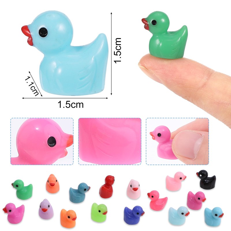 240PCS Mini Ducks, Little Resin Duck Tiny Plastic Ducks Luminous