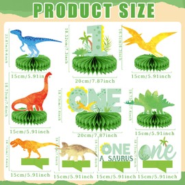 10Pcs Dinosaur Birthday Party Supplies One A Saurus Honeycomb Centerpieces for Dinosaur First Birthday Party Decoration Dino Theme Table Honeycomb for People Dinosaur Birthday Party Favors