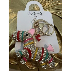 Lulla Collection Multi Color Crystal Rhinestones Zebra Horse Key Chain/Bag Chain
