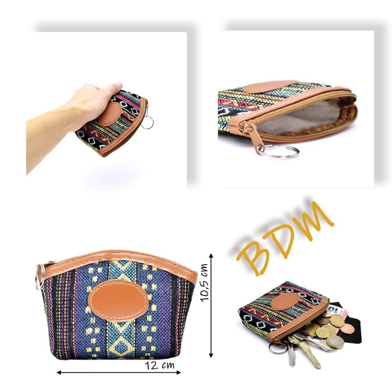 BDM - Monederos de Tela, cartera pequeña Con cremallera, billetero