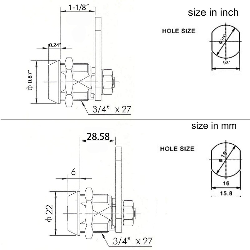 Homak Toolbox Lock Replacement Lock Tubular Cam Lock 2 Keys