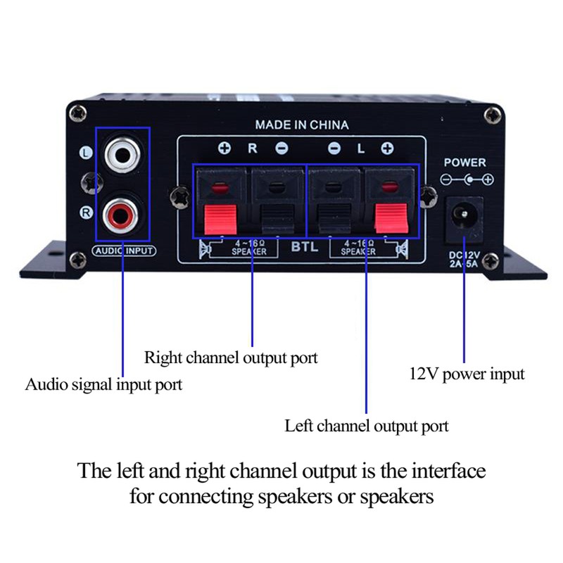 AK170 Mini Audio Power Amplifier Portable Sound Amplifier Speaker Amp