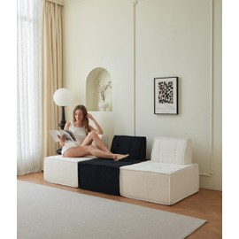 Swbvs Modular Floor Sofa Chair Set, 3-Piece Sherpa Upholstered Lounge Seats, Armless Sectional Sofa for Small Spaces, Cozy Reading Nook, Apartment, Living Room