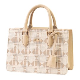 Cleria CL-21120 Colorer Series Women's Shoulder Bag, Embroidery, Genuine Leather, Small, Square 2-Way Handbag, Raffine Beige