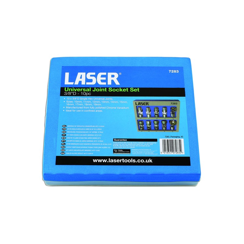 Laser 7283 Universal Joint Socket Set 3/8" D 10Pc
