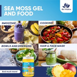 Sea Moss Gel by BioVitalica - Irish sea Moss raw Organic - Premium Quality - Dr Sebi, Vegan superfood for Cells - 100% Natural Seamoss Gel - (Pack of 3, Mango-Pineapple)