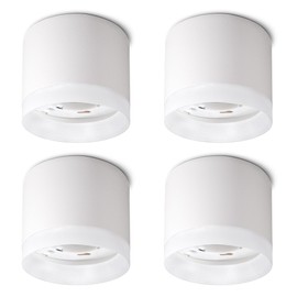 SSC-LUXon Vora Surface-Mounted Ceiling Light Matt White Pack of 4 – Spotlight Ceiling Light with Light Ring Anti-Glare – Modern GX53 Surface-Mounted Spotlight