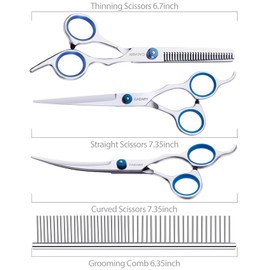 CADABY Dog Grooming Scissors Kit, 5 in 1 Dog Grooming Scissors, Professional Stainless Steel Dog Scissors for Grooming, Pet Grooming Shears for Dog, Cat