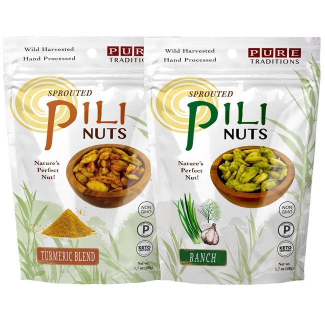 Sprouted Pili Nuts, Turmeric Blend & Ranch Sampler, 1.7 oz each