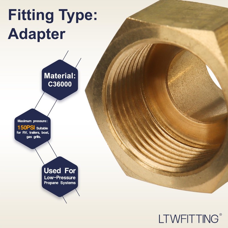 LTWFITTING Brass Pipe 3/4" Female Thread BSPP x 1/2" Male