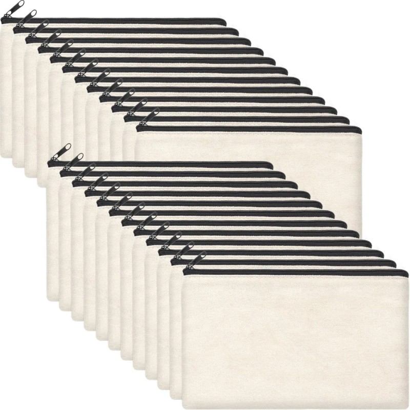 12pcs/Set Fabric Canvas Pouches with Zipper, Sublimation Blank DIY Craft