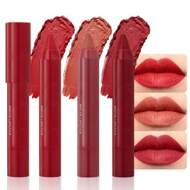 BINGBRUSH Crayon Matte Longwear Lipstick Pack Set,Moisture Smooth Color Stick Ultimate Lip Crayon for Makeup Collection - Waterproof Velvet Lipgloss Lip Stain (3pcs 08#&09#&10#)