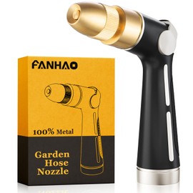 FANHAO Garden Hose Nozzle with High Pressure Jet, 100% Heavy Duty Metal Water Hose Sprayer, Thumb Flow Control, On Off Valve, Adjustable Spray Patterns for Garden Watering, Car and Pet Washing