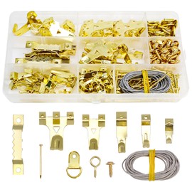 282pcs Picture Hooks, Heavy Duty Picture Hanging Kit, Picture Hanger Set with 62 Steel Hooks, 30 Sawtooth Hangers, D-Ring, Steel Wire, Nails, Screws for Mirrors, Picture Frames ,Decor & Paintings