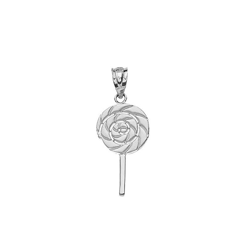 Solid 925 Sterling Silver Retro Candy Swirl Lollipop Charm Pendant