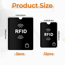 RFID Blocking Sleeves Credit Card Protector Passport Sleeve Anti-Theft Identity Protection ID Cards Blocking Sleeve Travel Essentials Fits Bags Slim Design (15 PCS)
