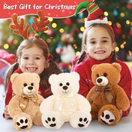 MorisMos Bulk Teddy Bear Stuffed Animal Plush Toys-3 Packs Plush Teddy Bears Bulk,White/Tan/Brown Teddy Bear Baby Shower for Kid,Small Stuffed Teddy Bear Stuffed Animals for Chiristmas,13.8 inches