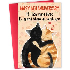 Beixian Funny 6th Anniversary Card for Women Men, Unique 6 Year Iron Anniversary Card Gifts for Him Her, Romantic 6th Weeding Card for Boyfriend Girlfriend Husband Wife