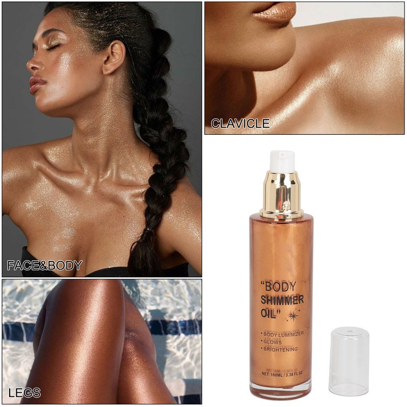 100ml Body Highlighter Oil Long Lasting Face Glitter Illuminator Shimmering