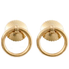 XUEBEI 2Pcs Brass Drawer Ring Pulls Vintage Decorative Gold Cabinet Handles Floral Copper for Furniture Cabinet Cupboard Case Box Handles (Gold)