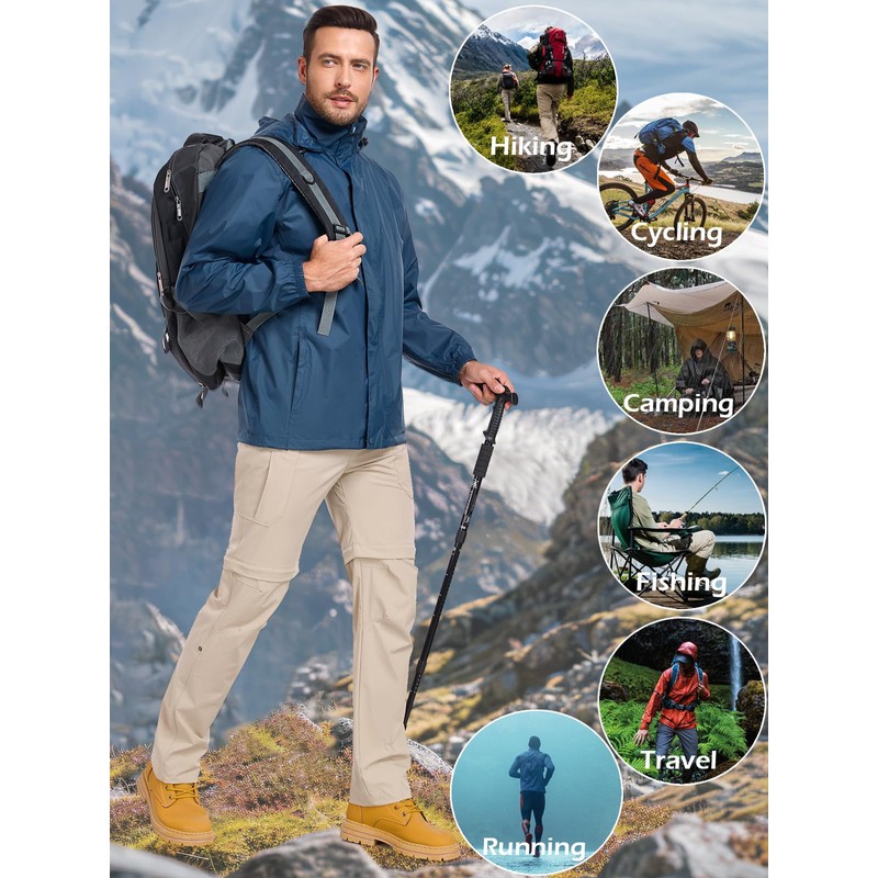 MANSDOUR Men's Packable Rain Jacket Lightweight Waterproof Rain Shell Jacket