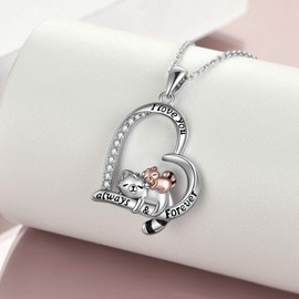 YAFEINI Red Panda Necklace Sterling Silver Mother and Baby Red Panda Pendant Jewelry Gifts for Women Girls, Sterling Silver, Not known.