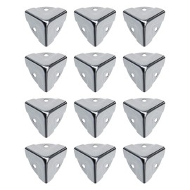 YINETTECH Pack of 12 Chrome Corner Braces Corner Protection Bar Wrap Angle Edge Protection Cover Plates 25 mm for Wooden Case Chest Case