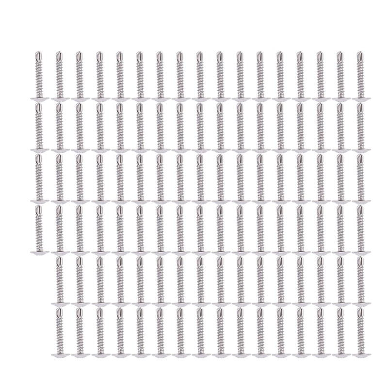 100Pcs Self Drilling Screw M4.2x25 Round Washer Stainless Steel Fastener