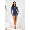 Halcurt Women's Built in Bra Rash Guard Long Sleeve Swimwear