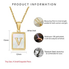 CERSLIMO Initial Necklace for Women Girls - Gold Solid Alphabet Pendant Necklace with Chain-45CM, Hypoallergenic Titanium Capital Letter ABC to XYZ, Initial Jewellery Gifts for Birthday Christmas, V