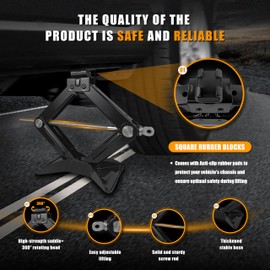 VONLX Car Lift Jack Kit 2 Ton (4409 lbs) Tire ScissorJack Tool Kit Universal Auto Emergency Kits with Rubber Jack Pad, Ratcheting Handle and L-Wrench Tire Changing Kit for Car SUV MPV