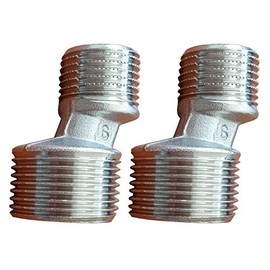2 PCS 2X 1/2" to 3/4" BSP Shower TAP Connection Reduction Male to Male Dog Legs