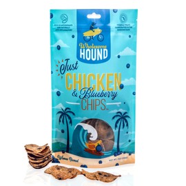Wholesome Hound Just Chicken & Blueberry Chips | Two Premium Ingredient & Healthy Dog Treats Rich in Antioxidants | All Natural Canine Rewards | All Breed Sizes Dog Training Treats | Made in USA - 7oz
