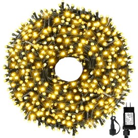 MZD8391 Upgraded 105FT 300LEDs Christmas Lights Outdoor Indoor String Lights 8 Modes Memory Function for Christmas Tree Party Decoration (Warm White)