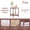 Tiita Rattan Coffee Table, Round End Table, 2-Tier Modern Side