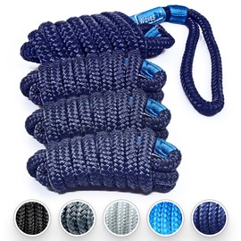 WavesRx Boat Fender Lines 3/8'' x 6' (4PK) | Premium Marine Rope for Hanging Bumpers & Buoys When Docking Your Watercraft | Double Braided Nylon with 5" Eyelet for Easy Attachment to Cleats & Hooks