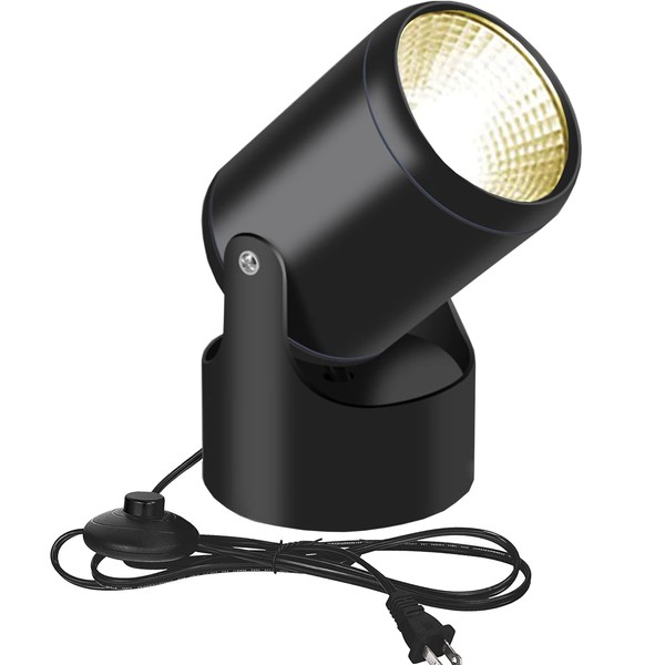 YC LED Spotlight, Outlet, Tabletop, 12W, Torchiere Light, Floor Light, Stage Light, Indoor Use, Living Room, Floor Stand, Exhibition, Photography, Adjustable Angle, Includes Foot Switch, Black, Bulb Color