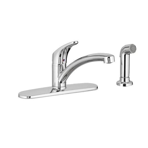 American Standard 7074040.002 Colony Pro Single-Handle Kitchen Faucet with Side Spray and Deckplate, Polished Chrome