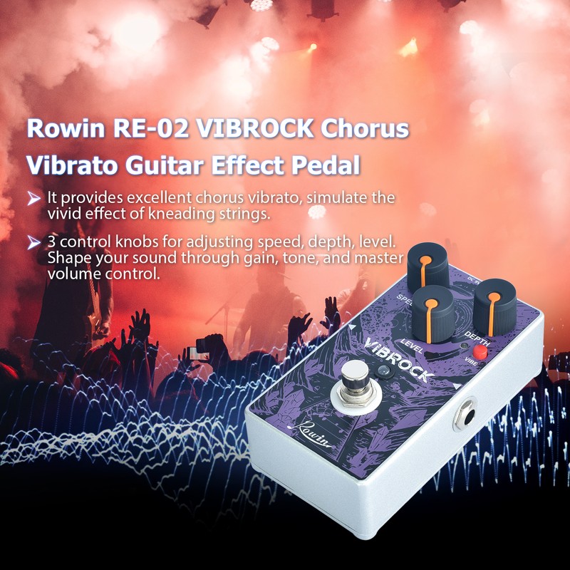 Rowin RE-02 VIBROCK Chorus Vibrato Guitar Effect Pedal with Chorus