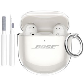 Aircawin for Bose QuietComfort Earbuds II 2022/QuietComfort Ultra 2023 Case Clear,Full Protective Soft Transparent TPU Cover for Bose QC 2 Earbuds with Carabiner and Cleaning Pen-Clear